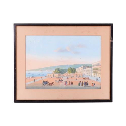 33 - 19th century Neapolitan School, La Villa Reale Naples, unsigned, gouache, 30cm x 50cm, framed and gl... 