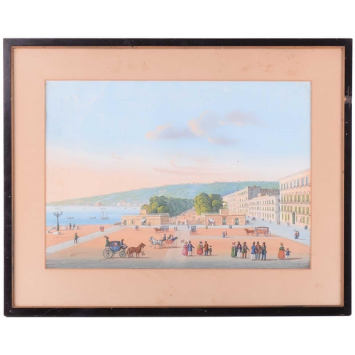 33 - 19th century Neapolitan School, La Villa Reale Naples, unsigned, gouache, 30cm x 50cm, framed and gl... 