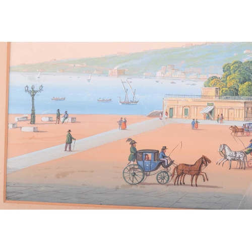 33 - 19th century Neapolitan School, La Villa Reale Naples, unsigned, gouache, 30cm x 50cm, framed and gl... 