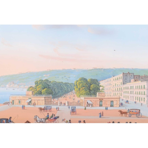 33 - 19th century Neapolitan School, La Villa Reale Naples, unsigned, gouache, 30cm x 50cm, framed and gl... 