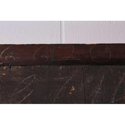 34 - 17th-Century Dutch School, three-quarter length portrait of a gentleman holding a handkerchief, oil ... 