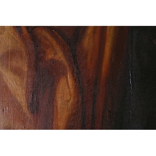 34 - 17th-Century Dutch School, three-quarter length portrait of a gentleman holding a handkerchief, oil ... 