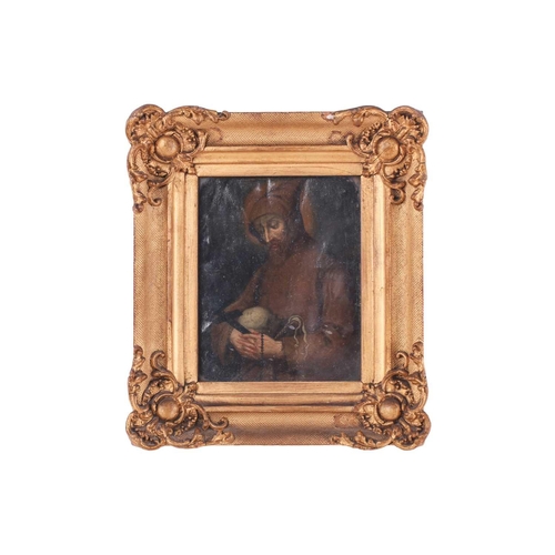 35 - Follower of Luis De Morales (1509/10 - 1586) Spanish, Monk holding a skull, crucifix, rossary and wh... 