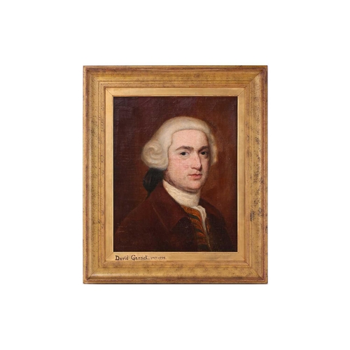 38 - Late 18th-century British school, Bust length portrait of David Garrick (1717-1779), unsigned, oil o... 