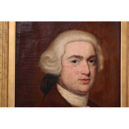 38 - Late 18th-century British school, Bust length portrait of David Garrick (1717-1779), unsigned, oil o... 