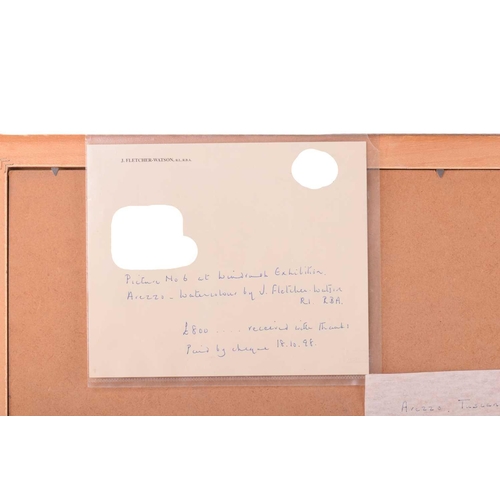 40 - † James Fletcher-Watson R.I., R.B.A, (1913-2004), Arezzo, Tuscany, signed, watercolour, artist's lab... 