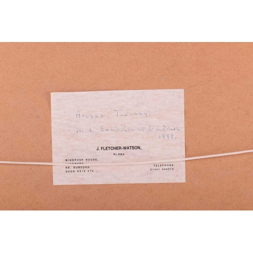 40 - † James Fletcher-Watson R.I., R.B.A, (1913-2004), Arezzo, Tuscany, signed, watercolour, artist's lab... 