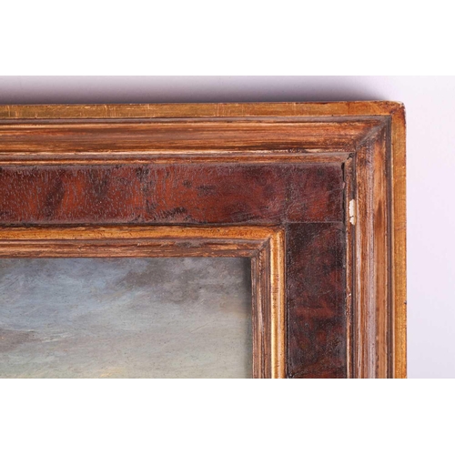 41 - Adolphus Knell (1805 - 1875) Boats and figures at low tide, signed, oil on panel, 12 x 29.5 cm, fram... 