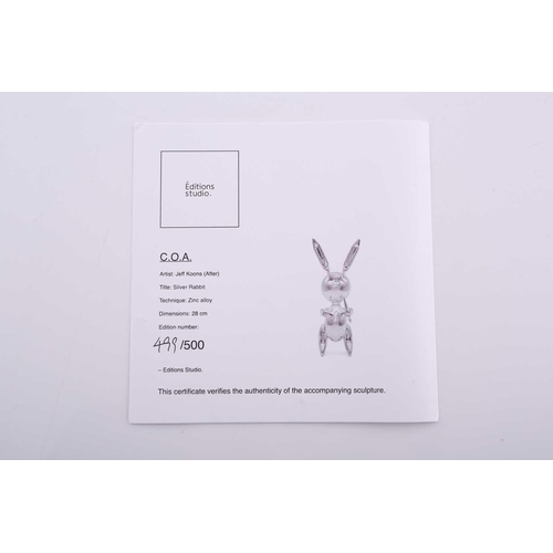 44 - 'Silver Rabbit', 2017 numbered 499/500, zinc alloy sculpture, 28 cm high, published by Editions Stud... 
