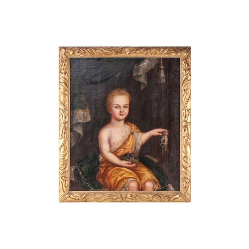 5 - 18th-Century British School, Boy in Classical robes holding a nest and a dead bird, unsigned, oil on... 