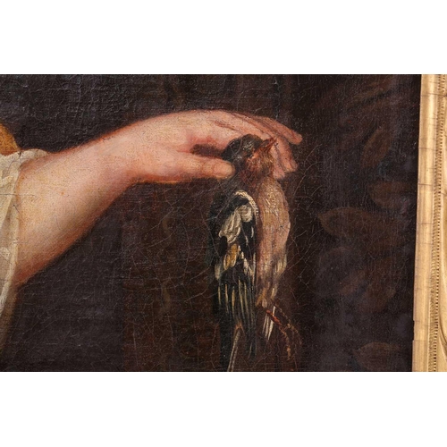 5 - 18th-Century British School, Boy in Classical robes holding a nest and a dead bird, unsigned, oil on... 