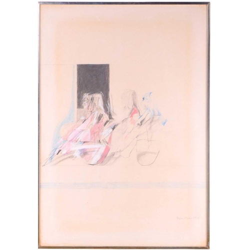 50 - † Bryan Organ, Study for Sunbathers, signed and dated Bryan Organ 1968, pencil and crayon, 82cm x 56... 