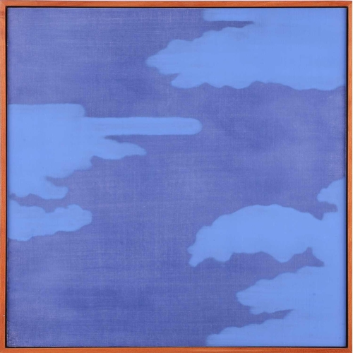 51 - Isabel Bigelow (b.1966) American, Clouds and river, signed and dated 2002 verso, oil on panel, 38.5 ... 