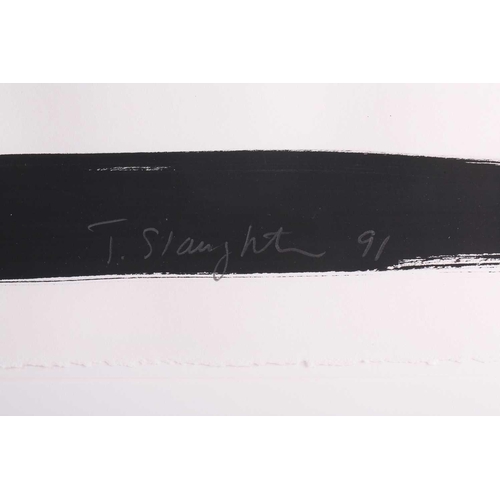 52 - Tom Slaughter (1955 - 2014) American, Still Life of a fruit bowl with green background, signed and d... 