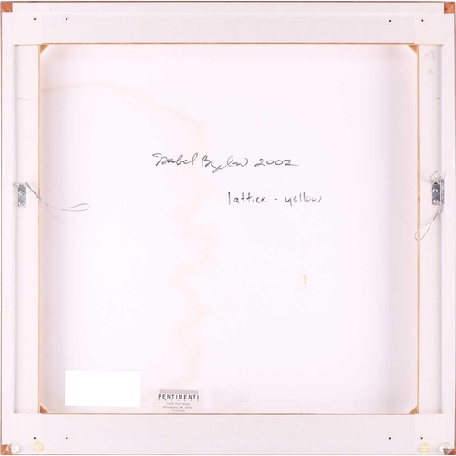 53 - Isabel Bigelow (b. 1966) American, 'Lattice - Yellow', signed and dated 2002 verso, oil on panel, 56... 