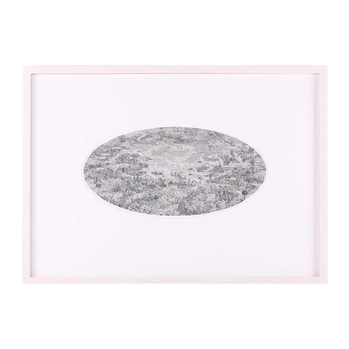 59 - Dean Byington (b.1958) American, 'Solaris' (2003), unsigned, paper collage, 30 x 14.5 cm (oval), fra... 