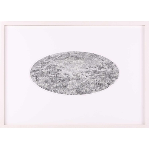 59 - Dean Byington (b.1958) American, 'Solaris' (2003), unsigned, paper collage, 30 x 14.5 cm (oval), fra... 