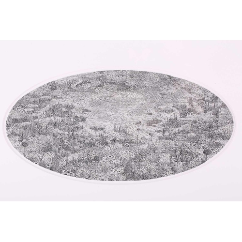 59 - Dean Byington (b.1958) American, 'Solaris' (2003), unsigned, paper collage, 30 x 14.5 cm (oval), fra... 