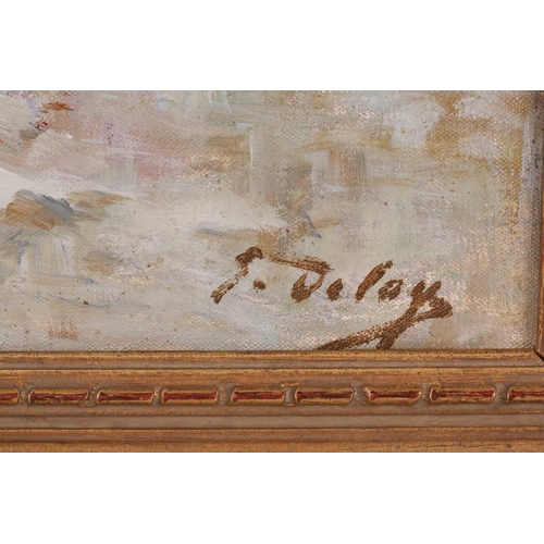 6 - Georges Deloy (1856 - ?) French, Winter harbour scene (possibly Nice), signed, oil on canvas, 50 x 6... 