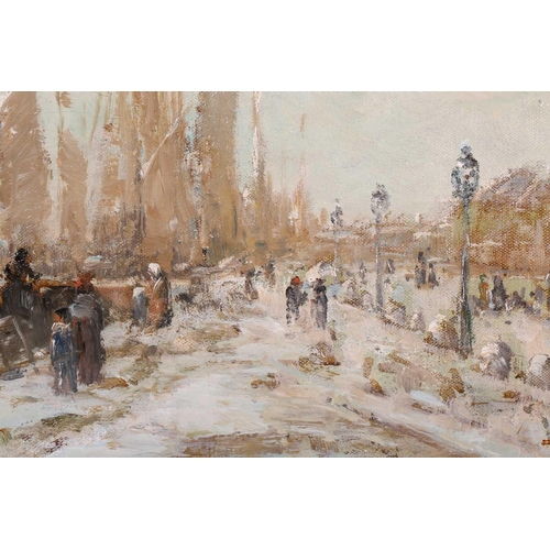 6 - Georges Deloy (1856 - ?) French, Winter harbour scene (possibly Nice), signed, oil on canvas, 50 x 6... 