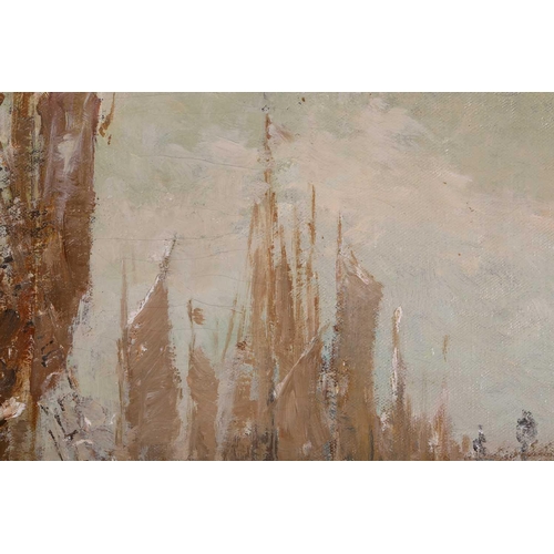 6 - Georges Deloy (1856 - ?) French, Winter harbour scene (possibly Nice), signed, oil on canvas, 50 x 6... 