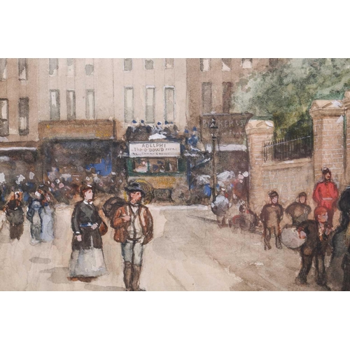 7 - Emile Hoeterickx (1858 - 1923) Belgian, A street-side Punch & Judy show, signed and dated 1880, wate... 