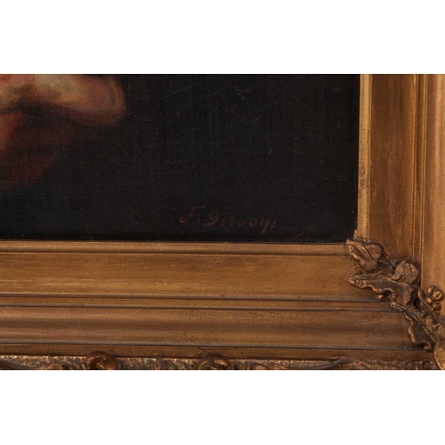 8 - F. Giovani (19th-Century) Italian, Portrait of an elderly scholar holding a book, signed, oil on can... 