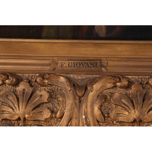 8 - F. Giovani (19th-Century) Italian, Portrait of an elderly scholar holding a book, signed, oil on can... 