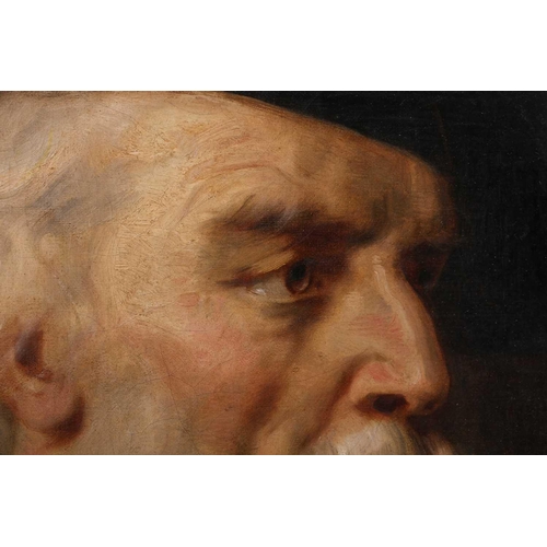 8 - F. Giovani (19th-Century) Italian, Portrait of an elderly scholar holding a book, signed, oil on can... 