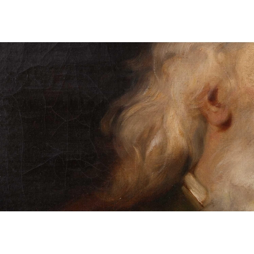 8 - F. Giovani (19th-Century) Italian, Portrait of an elderly scholar holding a book, signed, oil on can... 