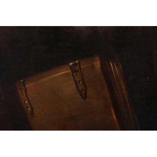 8 - F. Giovani (19th-Century) Italian, Portrait of an elderly scholar holding a book, signed, oil on can... 