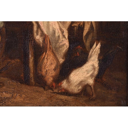 9 - 19th century Continental school, figures in an interior scene, oil on panel, 26.5 cm x 29 cm, in a g... 