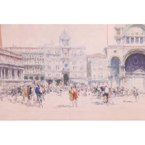 13 - † Luigi Pagan (1907-1980) Italian, figures in St Marks Square, Venice, oil on panel, signed to lower... 