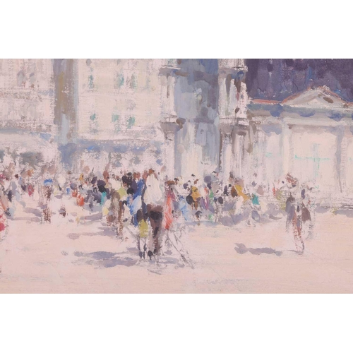 13 - † Luigi Pagan (1907-1980) Italian, figures in St Marks Square, Venice, oil on panel, signed to lower... 