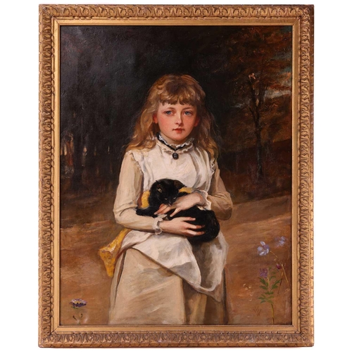 14 - Henry II Weigall (1829-1925), Portrait of the artist's daughter Rachel with a kitten, monogrammed HW... 