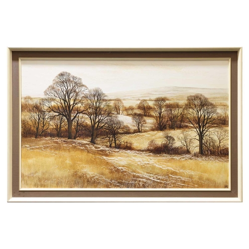 19 - † Kathleen Caddick (b. 1937), Winter moorland landscape, monogrammed, inscribed 'Nr. Ashridge' verso... 