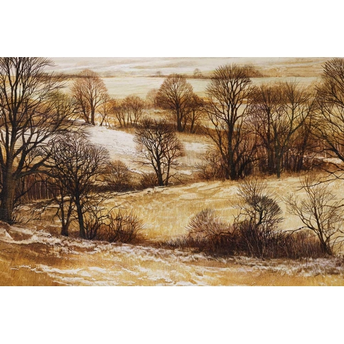 19 - † Kathleen Caddick (b. 1937), Winter moorland landscape, monogrammed, inscribed 'Nr. Ashridge' verso... 