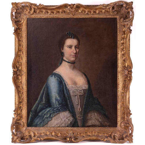 2 - British School (18th century), Portrait of a Lady from the Eyre family, unsigned, oil on canvas, 76 ... 