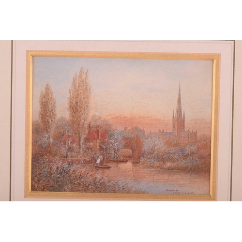 21 - Frederick E.J. Goff (1855 -1931), Marlow on Thames and Norwich - a pair, signed, watercolours, 11 x ... 