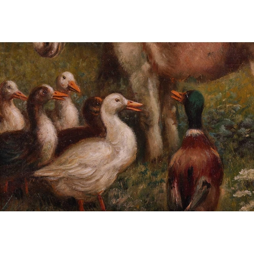 27 - Herbert William Weekes (fl. 1856 - 1904), Old Companions, signed, oil on board, 30 x 29.5 cm, in an ... 