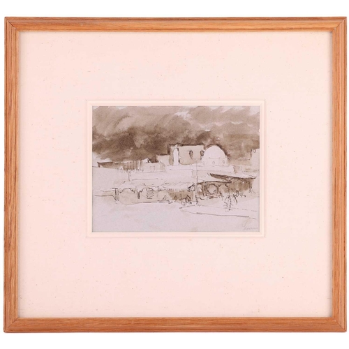 28 - † Martin Yeoman (b.1953), Tunisian town scene, pen and watercolour, signed in pencil, 13 x 16.5 cm, ... 