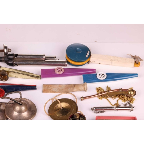 314 - A good collection of musical percussion 'effects' items, from the personal collection of Vivian Stan... 