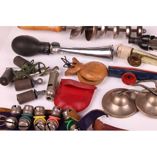 314 - A good collection of musical percussion 'effects' items, from the personal collection of Vivian Stan... 