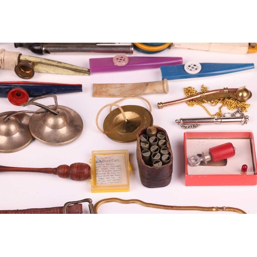 314 - A good collection of musical percussion 'effects' items, from the personal collection of Vivian Stan... 