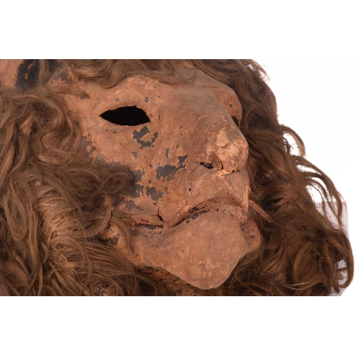 330 - An original papier mache lion mask, used as a stage prop and as seen 'One Man's Week' (1975), from t... 