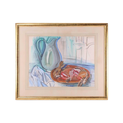 35 - † Raoul Dufy (1877 - 1953) French, still life of a jug and rabbit, signed, gouache and watercolour, ... 