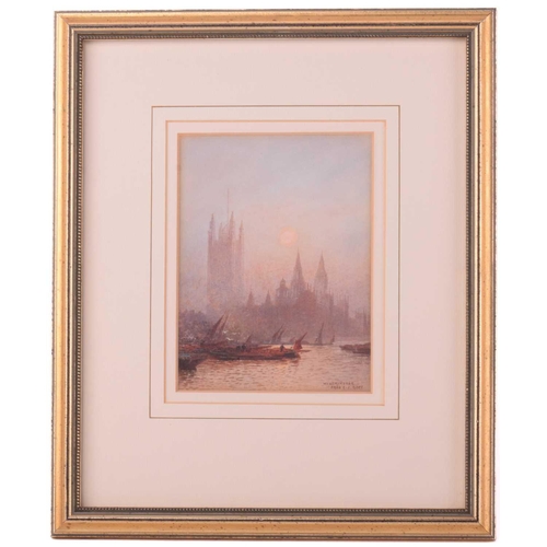 39 - Frederick E.J. Goff (1855 - 1931), Palace of Westminster, signed, watercolour, 15 x 11 cm, framed an... 