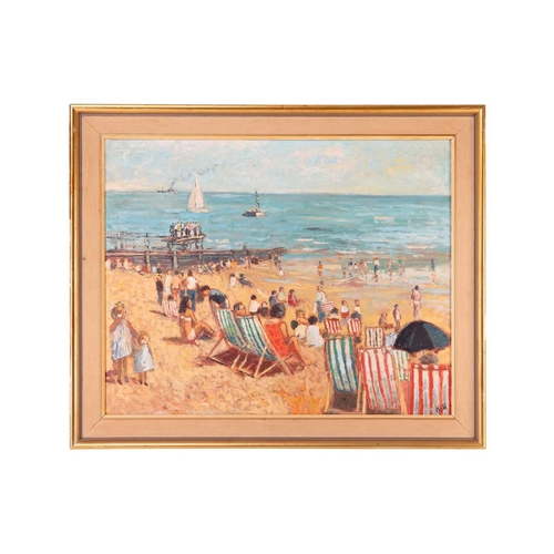 5 - † John Anthony Ash (1932 - 1999), Beach scene, signed, oil on canvas, 60.5 x 76 cm, framed 74 x 89 c... 