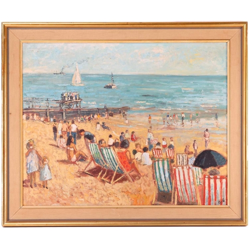 5 - † John Anthony Ash (1932 - 1999), Beach scene, signed, oil on canvas, 60.5 x 76 cm, framed 74 x 89 c... 