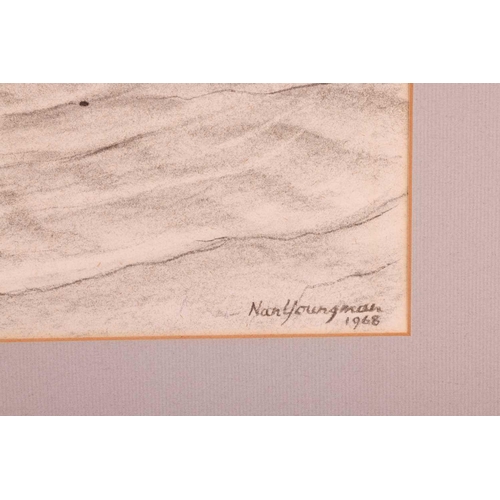 60 - Nan Youngman (1906-1995), Waves on the beach, signed and dated 1968, pencil on card, 38 x 75.5 cm, m... 